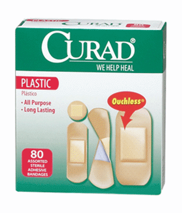 Picture of Curad Ouchless Plastic Adhesive Bandages 80 Ct Assorted