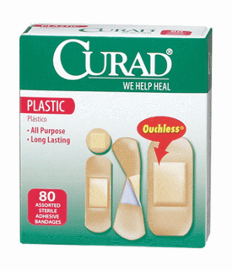 Picture of Curad Ouchless Plastic Adhesive Bandages 80 Ct Assorted