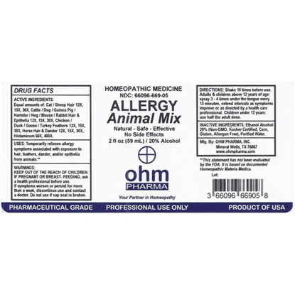 Picture of Allergy Animal Mix 2 oz. Spray, Ohm Pharma                  