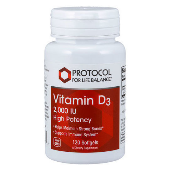 Picture of Vitamin D3 (2000 iu) 120 softgels by Protocol               